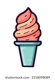 Cute cartoon ice cream cone symbolizes summer fun icon isolated