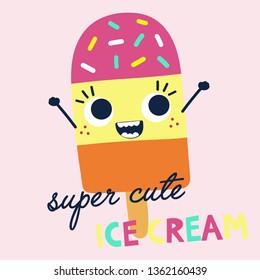 cute cartoon ice cream vector illustration