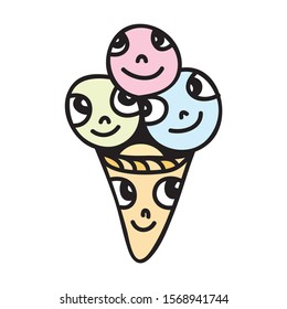 Cute cartoon ice cream. Vector illustration