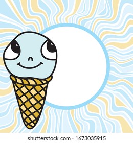 Cute cartoon ice cream. Vector illustration
