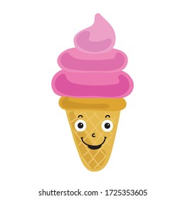 Cute cartoon ice cream. Vector illustration