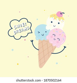 cute cartoon ice cream vector illustration