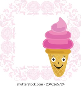 Helado de dibujos animados. Ilustración del vector
