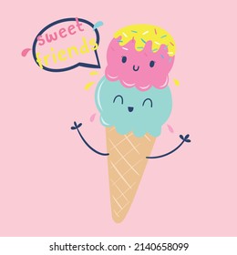 cute cartoon ice cream vector illustration