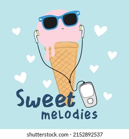 cute cartoon ice cream vector illustration