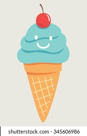 cute cartoon ice cream vector illustration