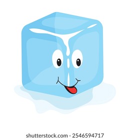 Cute cartoon ice cube character