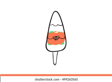 Cute Cartoon ice-cream with facial expressions on white background. Pastel colors used. Vector illustration