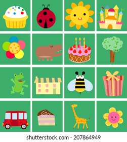 Cute cartoon icon set