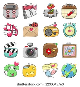 Cute cartoon icon set for Web and Mobile App