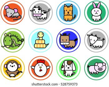 Cute cartoon icon vector for Chinese zodiac calendar