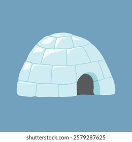 Cute Cartoon Igloo. Arctic, Polar ice house. Building image icon. Vector Illustration.