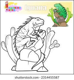 cute cartoon iguana coloring book