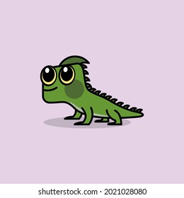 cute cartoon iguana vector illustration for kid or mascot logo