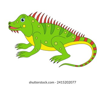 Cute cartoon iguana vector illustration.