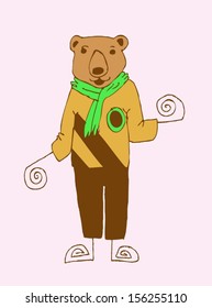 Cute cartoon  Illustraiton Happy teddy bear in Jaidee Family Style