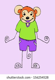 Cute cartoon  Illustraiton monkey  in Jaidee Family Style