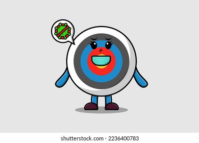 Cute cartoon illustration Archery target using mask to prevent virus in cute modern style design