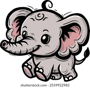 A Cute Cartoon Illustration of Baby Elephant