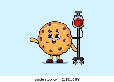 Cute cartoon illustration of Biscuits having blood transfusion with cute modern style deign