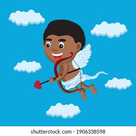 Cute cartoon illustration
of black Cupid