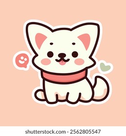 A cute cartoon illustration of a brown dog set against a background with pink flowers. Perfect for pet-themed designs and playful artwork.