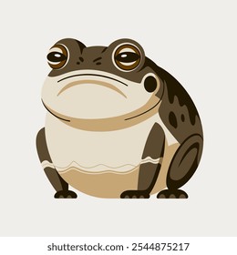 Cute cartoon illustration of a brown toad with big eyes, perfect for children's books, educational materials, or fun designs.