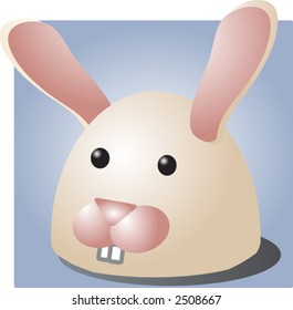 Cute cartoon illustration of a bunny's head. Vector illustration