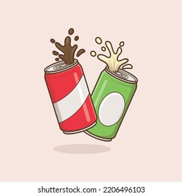 cute cartoon illustration of canned soft drink