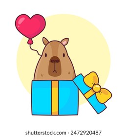 Cute cartoon illustration of a capybara. Print on clothes, children's stickers, character design. Vector illustration.