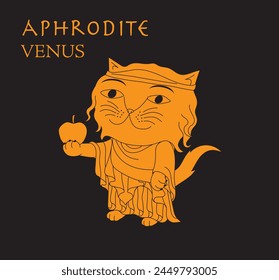 Cute cartoon illustration of cat Aphrodite