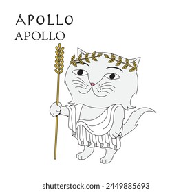 Cute cartoon illustration of cat Apollo