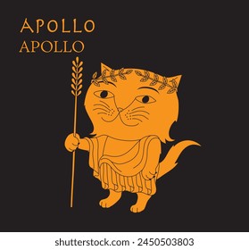 Cute cartoon illustration of cat Apollo