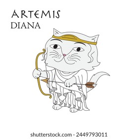 Cute cartoon illustration of cat Artemis