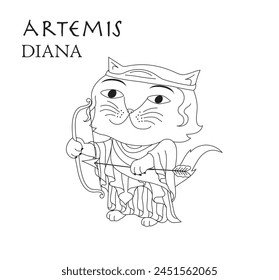 Cute cartoon illustration of cat Artemis