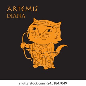 Cute cartoon illustration of cat Artemis