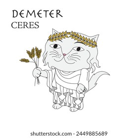 Cute cartoon illustration of cat Demeter