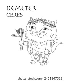 Cute cartoon illustration of cat Demeter