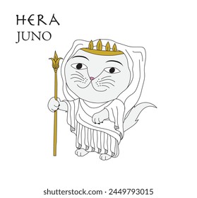 Cute cartoon illustration of cat Hera