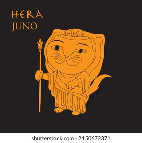 Cute cartoon illustration of cat Hera