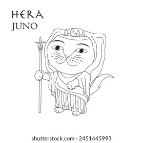 Cute cartoon illustration of cat Hera