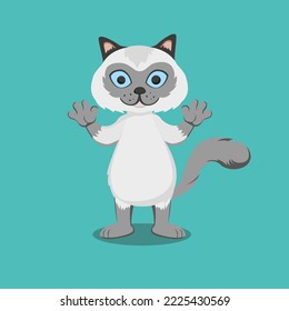 cute cartoon illustration of cat standing with happy face