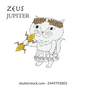 Cute cartoon illustration of cat Zeus