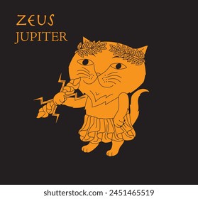 Cute cartoon illustration of cat Zeus