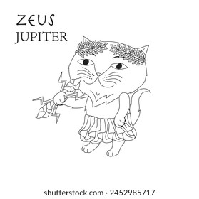 Cute cartoon illustration of cat Zeus