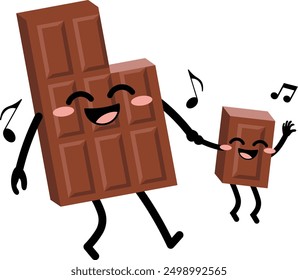 Cute Cartoon Illustration of Delicious and Adorable Chocolate Characters