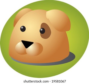 Cute cartoon illustration of a dog head