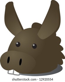 Cuta ilustración de caricatura de la cabeza de un burro