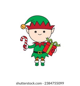 Cute Cartoon Illustration eines Elfs