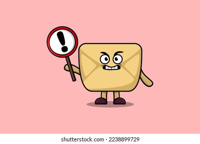 Cute Cartoon-Illustration-Umschlag mit Ausrufeschildpappe in modernem Design